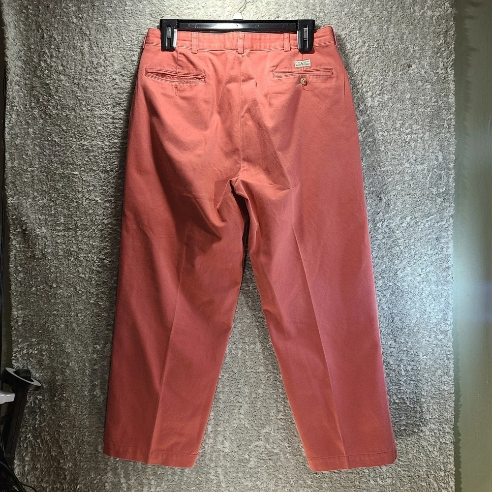 Vintage Polo Ralph Lauren Pants Mens 34 (33X27) Salmon Chino Pleated Preppy